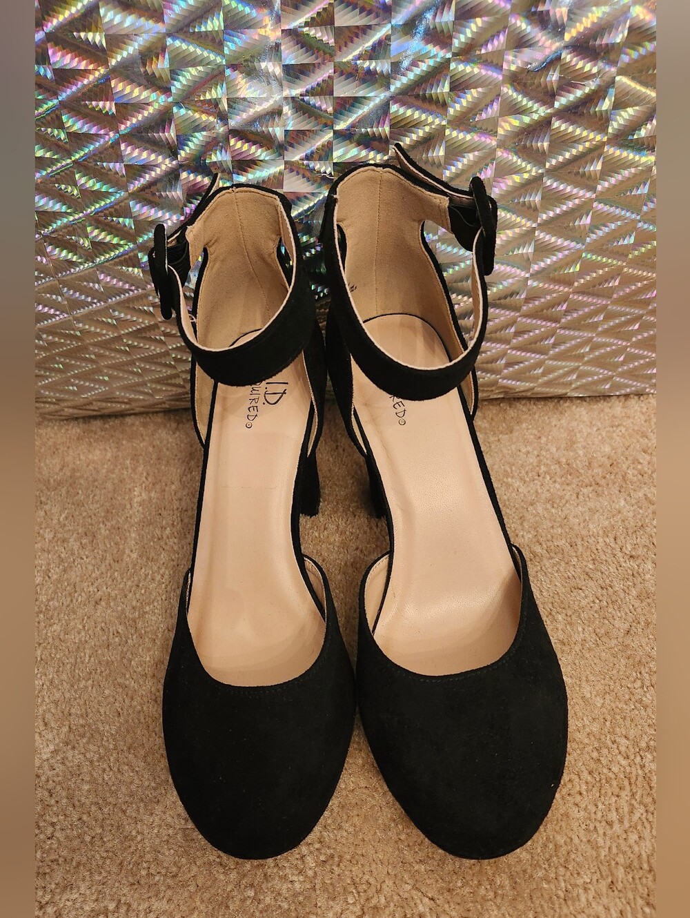I.D. Required Black Ankle-Strap Round Toe Shoes
